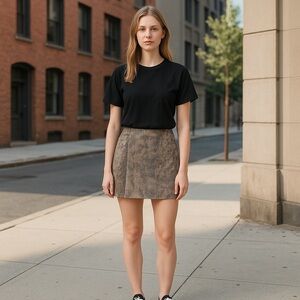 Wild Honey Snake Print Tan‎ and Black Mini Pencil Skirt